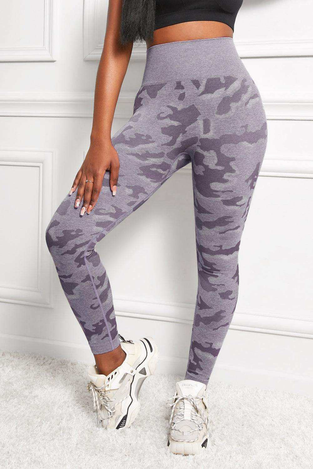 Camo Print Seamless High Waist Yoga Leggings - Trendsi - Flyclothing LLC