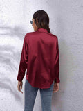 Collared Neck Buttoned Long Sleeve Shirt - Trendsi - Flyclothing LLC