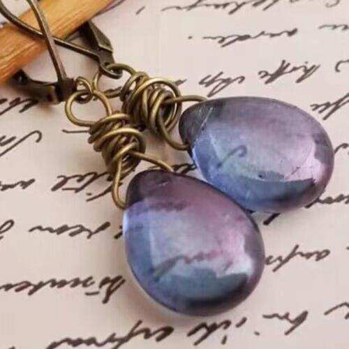 Alloy Gemstone Drop Earrings - Trendsi - Flyclothing LLC