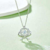 Moissanite 925 Sterling Silver Bow & Heart Necklace - Trendsi - Flyclothing LLC