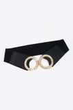 Circle Buckle Elastic Wide PU Belt - Trendsi - Flyclothing LLC