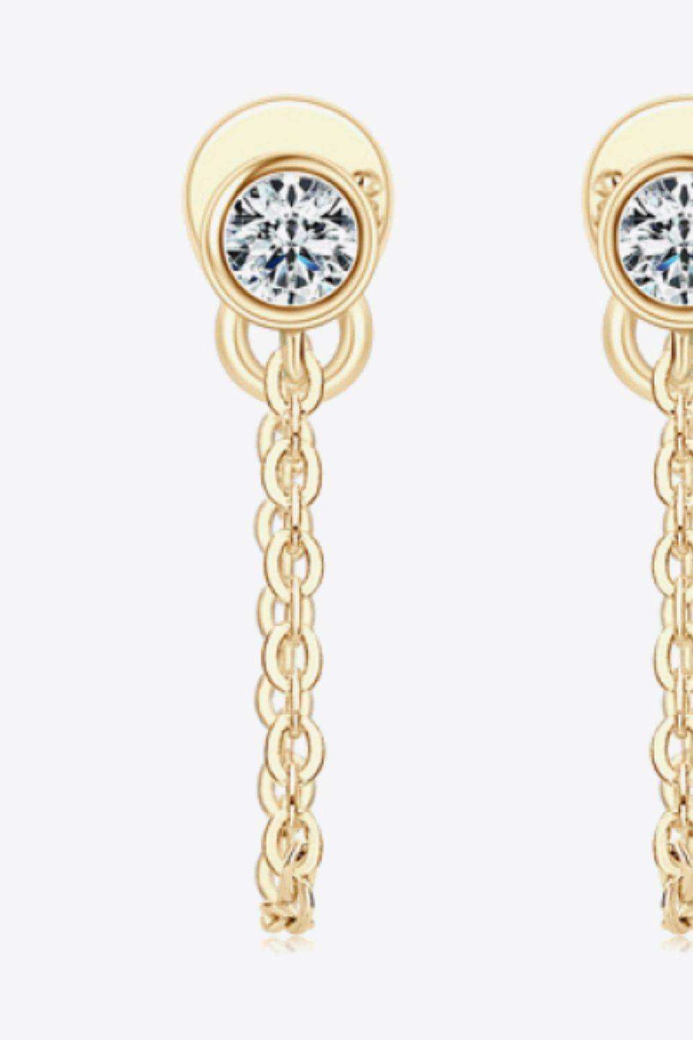 Inlaid Moissanite Chain Earrings - Trendsi - Flyclothing LLC