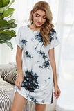 Tie-Dye Round Neck Tee Dress with Pockets - Trendsi - Flyclothing LLC