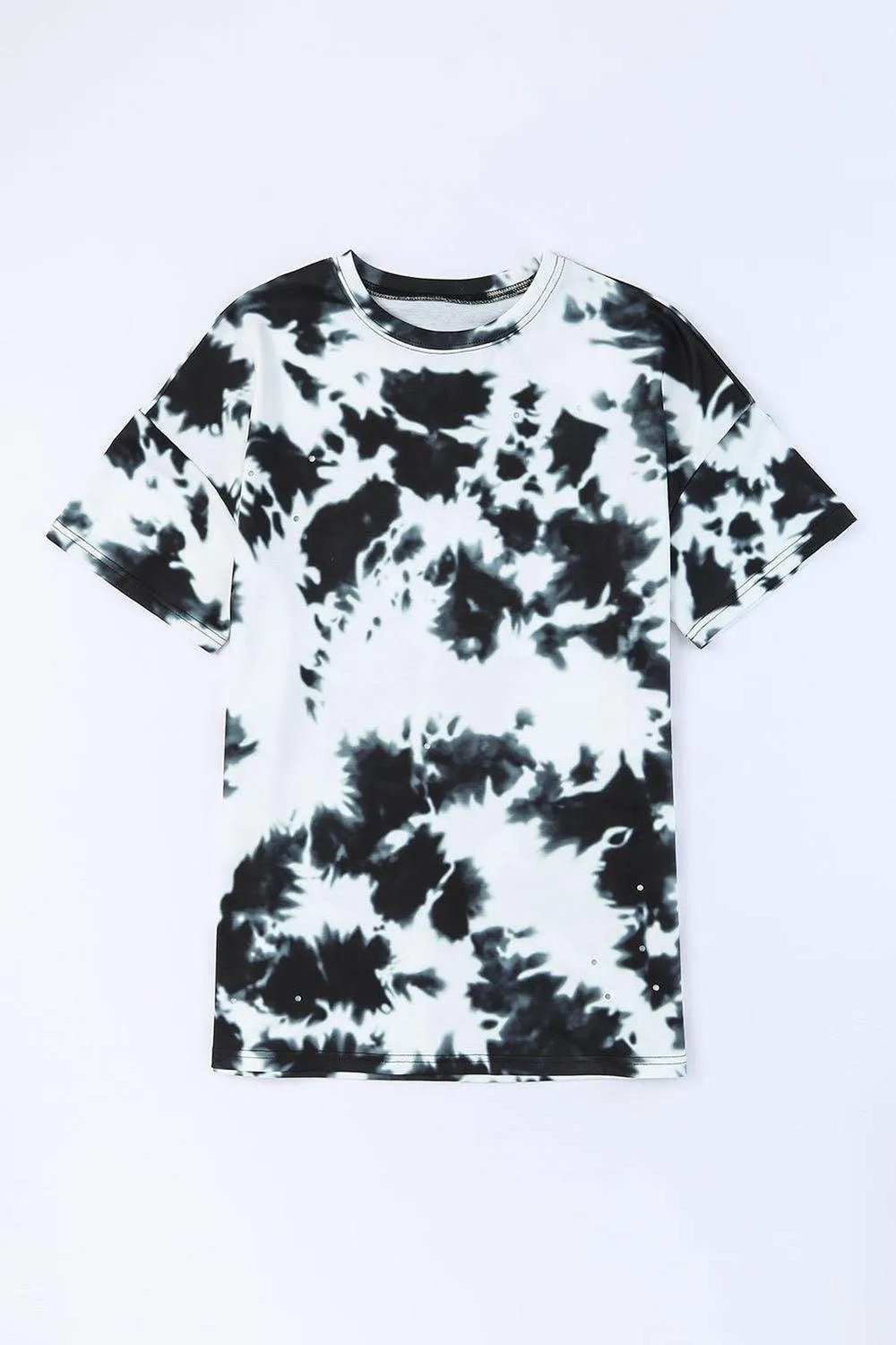 Tie-Dye Round Neck Short Sleeve Tunic Tee - Trendsi - Flyclothing LLC