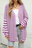 Striped Button Up Long Sleeve Cardigan - Trendsi - Flyclothing LLC