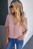 Swiss Dot Lace Trim Plunge Blouse - Trendsi - Flyclothing LLC