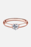 Moissanite 925 Sterling Silver Heart Solitaire Ring - Trendsi - Flyclothing LLC
