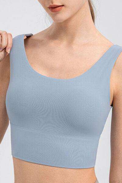 Scoop Neck Wide Strap Active Tank - Trendsi - Flyclothing LLC