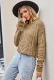 Cable-Knit Round Neck Dropped Shoulder Sweater - Trendsi - Flyclothing LLC