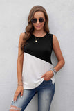Contrast Round Neck Tank Top - Trendsi - Flyclothing LLC