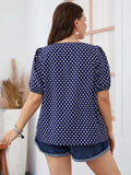 Plus Size Polka Dot Square Neck Blouse - Trendsi - Flyclothing LLC
