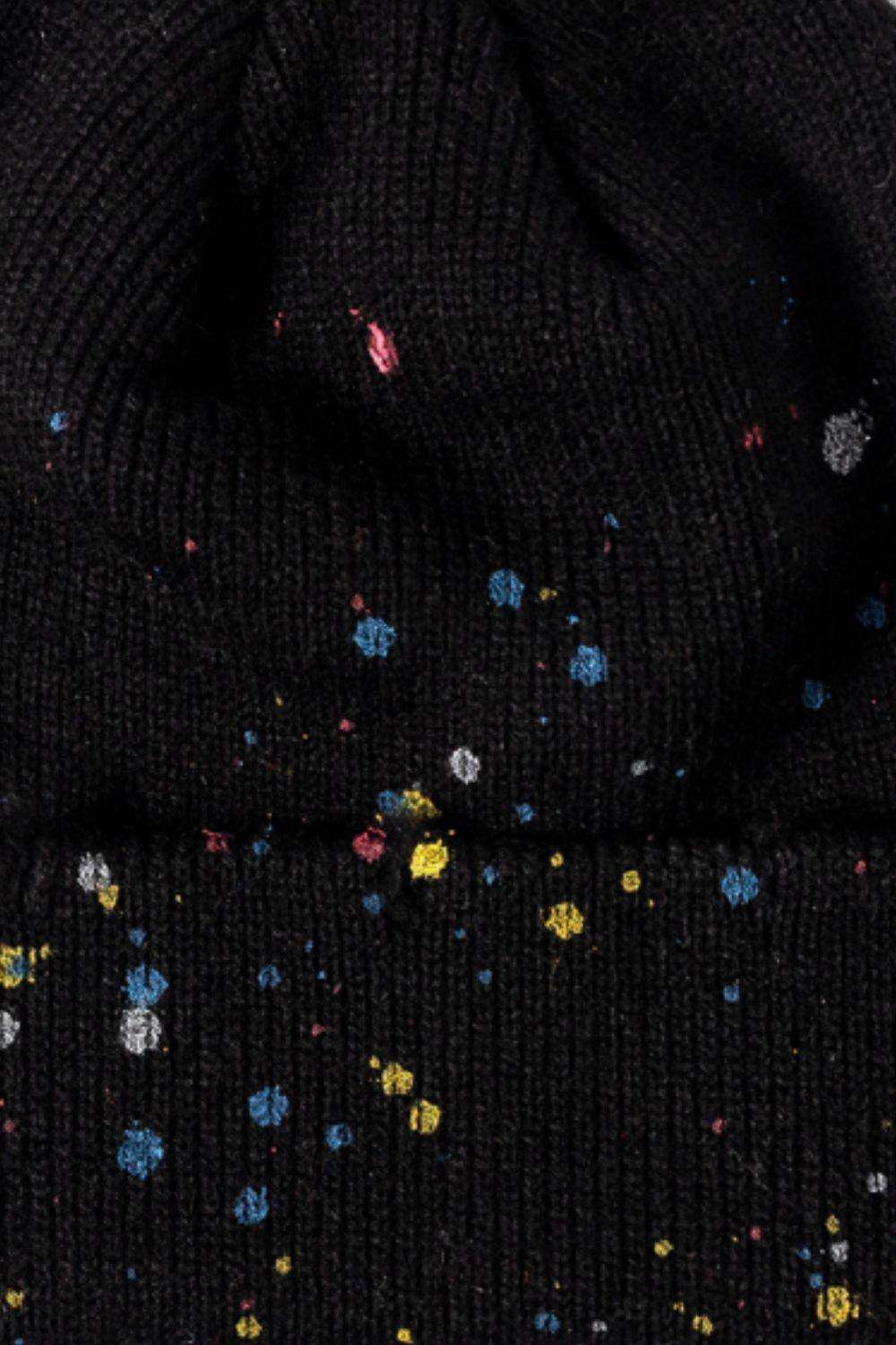 Confetti Rib-Knit Cuff Beanie - Trendsi - Flyclothing LLC