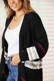 Double Take Striped Rib-Knit Drop Shoulder Open Front Cardigan - Trendsi - Flyclothing LLC