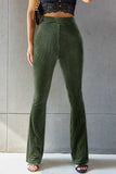 Ribbed High Waist Flare Pants - Trendsi - Flyclothing LLC