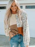 Color Block Leopard Round Neck Sweatshirt - Trendsi - Flyclothing LLC