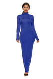 Mock Neck Long Sleeve Maxi Slim Dress - Trendsi - Flyclothing LLC