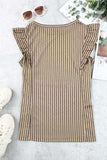 Striped Flutter Sleeve Tank - Trendsi - Flyclothing LLC