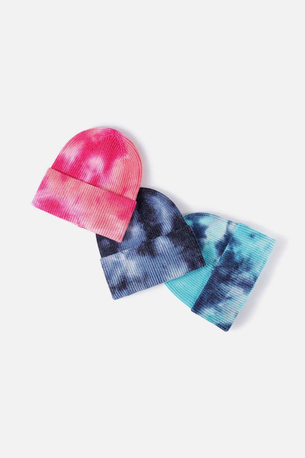 Tie-Dye Cuffed Rib-Knit Beanie Hat - Trendsi - Flyclothing LLC
