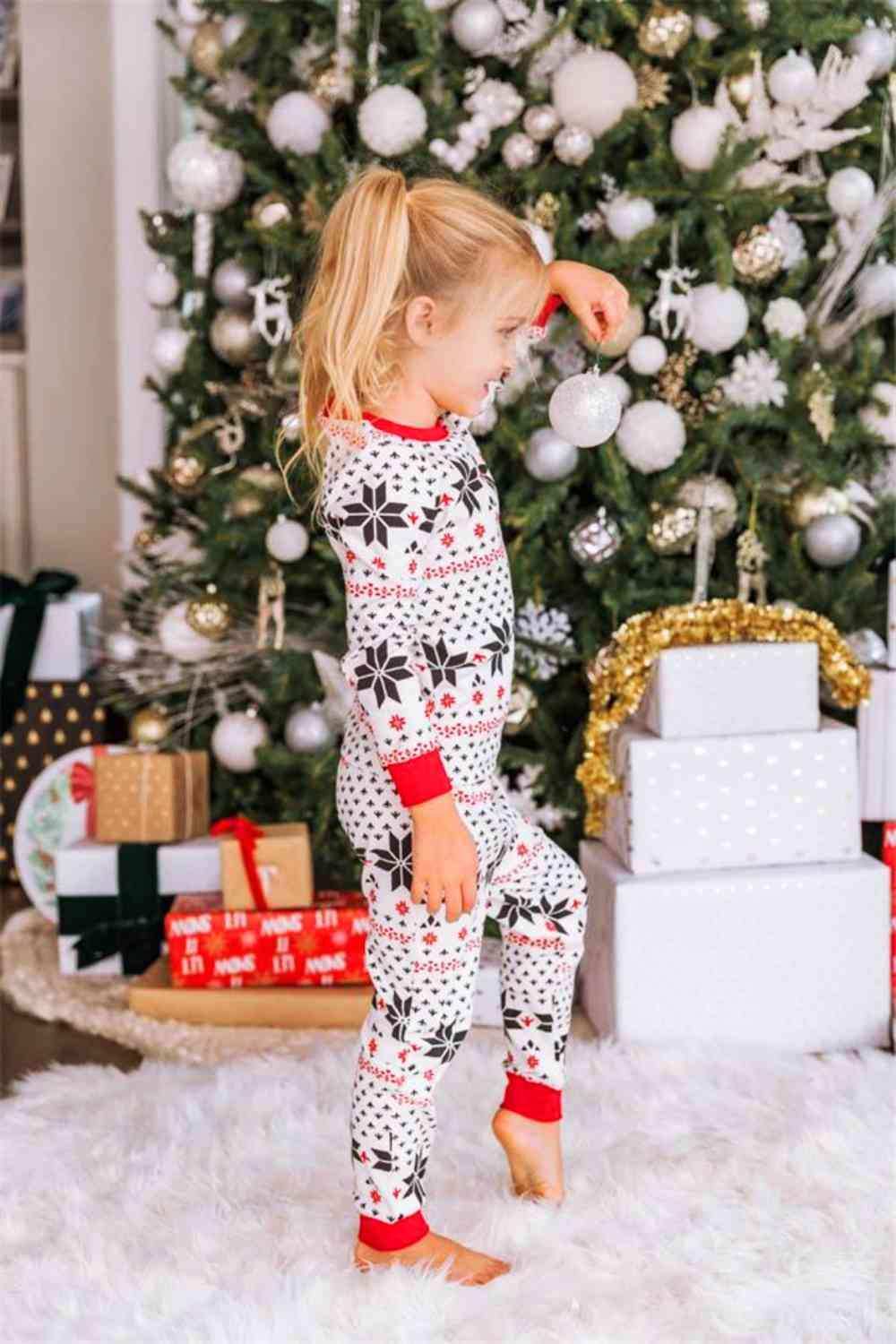 Snowflake Pattern Top and Pants Set - Trendsi - Flyclothing LLC