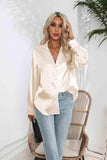 Lapel Collar Button Up Long Sleeve Shirt - Trendsi - Flyclothing LLC