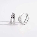 925 Sterling Silver Inlaid Zircon Huggie Earrings - Trendsi - Flyclothing LLC