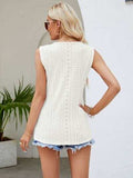 Eyelet Lace Detail V-Neck Tank - Trendsi - Flyclothing LLC
