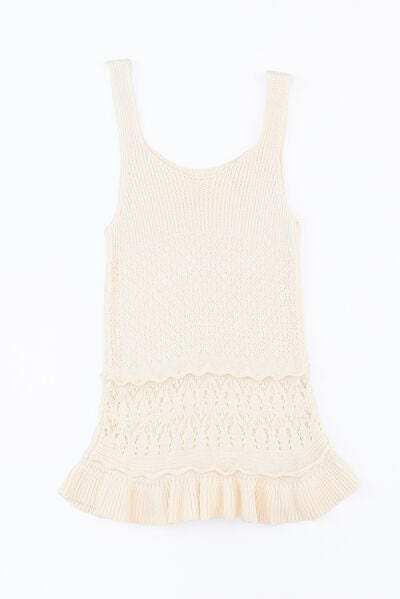 Full Size Ruffled Openwork Wide Strap Tank - Trendsi - Flyclothing LLC