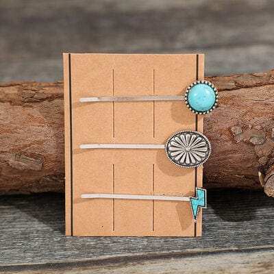 3 PCS/Set Artificial Turquoise Hair Pins - Trendsi - Flyclothing LLC