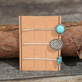 3 PCS/Set Artificial Turquoise Hair Pins - Trendsi - Flyclothing LLC