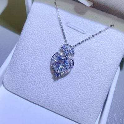 3 Carat Moissanite 925 Sterling Silver Heart Pendant Necklace - Trendsi - Flyclothing LLC