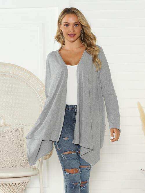 Floral Open Front Long Sleeve Cardigan - Trendsi - Flyclothing LLC