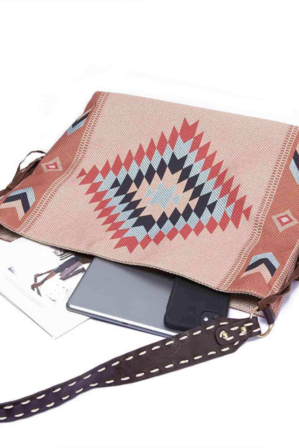 Geometric Canvas Tote Bag - Trendsi - Flyclothing LLC