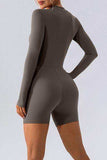 Half Zip Long Sleeve Active Romper - Trendsi - Flyclothing LLC