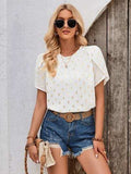 Printed Round Neck Petal Sleeve Blouse - Trendsi - Flyclothing LLC