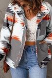 Printed Snap Down Hooded Jacket - Trendsi - Flyclothing LLC