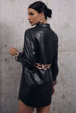 Tied Leopard Snap Down Trench Coat - Trendsi - Flyclothing LLC
