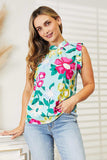 Double Take Floral Print Ruffle Shoulder Blouse - Trendsi - Flyclothing LLC