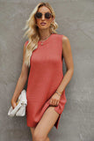 Round Neck Slit Sleeveless Sweater Dress - Trendsi - Flyclothing LLC