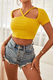 Cutout Short Sleeve Cropped Top - Trendsi - Flyclothing LLC