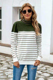 Striped Contrast Turtleneck Sweater - Trendsi - Flyclothing LLC