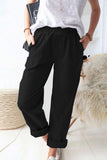 Paperbag Waist Pull-On Pants with Pockets - Trendsi - Flyclothing LLC