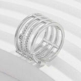 925 Sterling Silver Inlaid Zircon Ring - Trendsi - Flyclothing LLC
