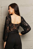 Lace Long Sleeve Bodysuit - Trendsi - Flyclothing LLC