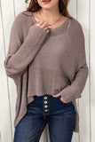Round Neck High-Low Sweater - Trendsi - Flyclothing LLC