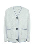 Button Down V-Neck Cardigan with Pockets - Trendsi - Flyclothing LLC