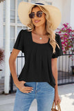 Eyelet Square Neck Flutter Sleeve Blouse - Trendsi - Flyclothing LLC