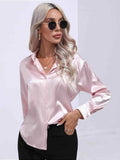 Collared Neck Buttoned Long Sleeve Shirt - Trendsi - Flyclothing LLC