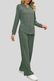 Ribbed Long Sleeve Top and Pocketed Pants Set - Trendsi - Flyclothing LLC