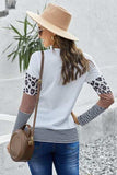 Waffle-Knit Leopard Round Neck Long Sleeve T-Shirt - Trendsi - Flyclothing LLC