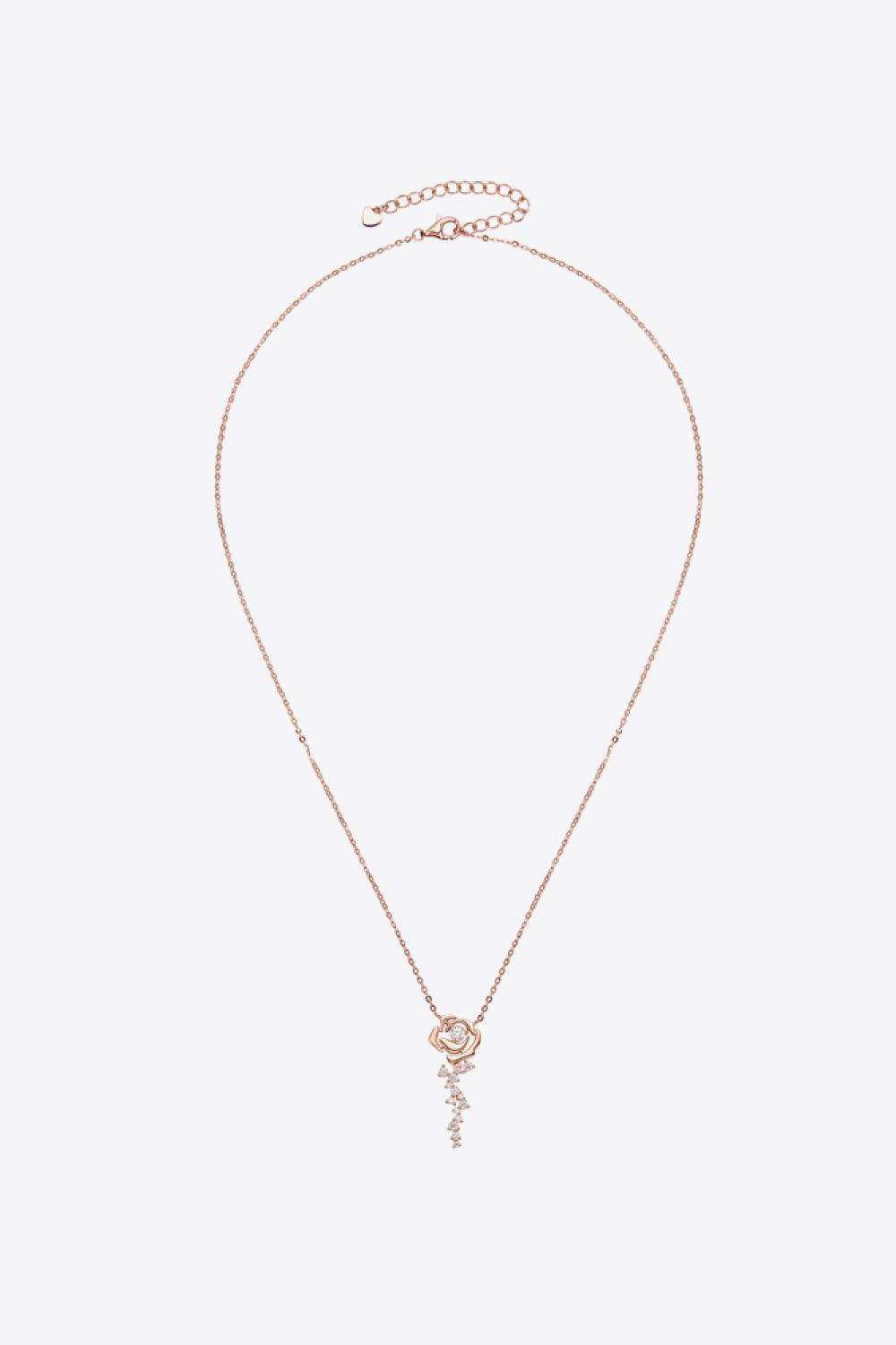 925 Sterling Silver 18K Rose Gold-Plated Pendant Necklace - Trendsi - Flyclothing LLC
